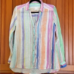 Lino Linen Colorful European Button Down l Like New l Size 38 l Small